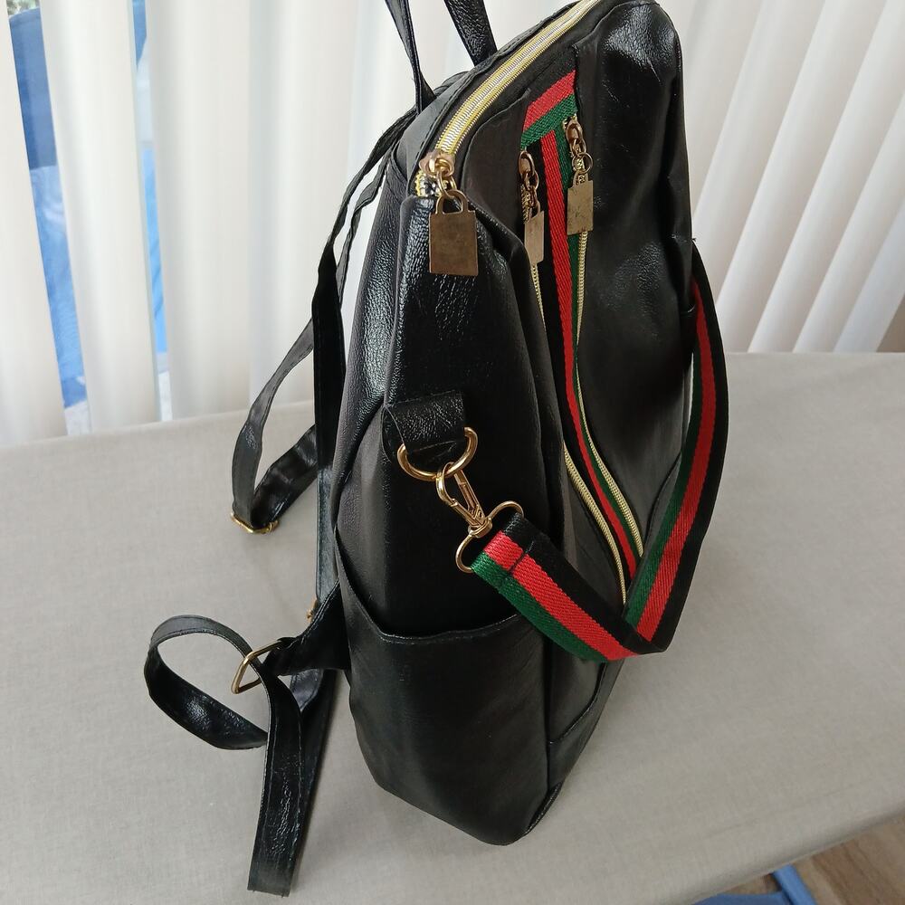 Mini Double Zippers Oxford Backpack EUC repaired T&J Designs spacious - Picture 3 of 10
